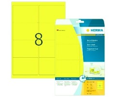 Neoon-kollased kleebisetiketid Herma - 99.1x67.7mm, 20 lehte